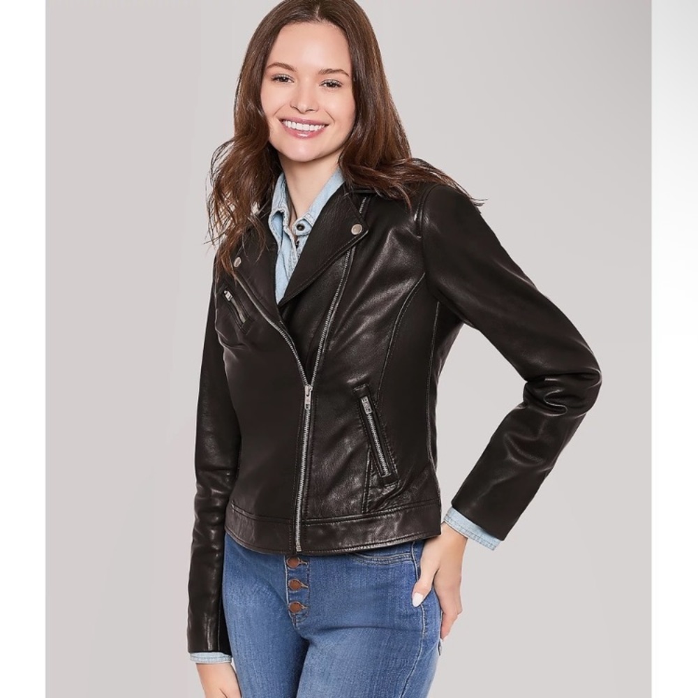 NWOT American Leather Co. Washed Leather Moto Jacket Blk 16 Reg never worn